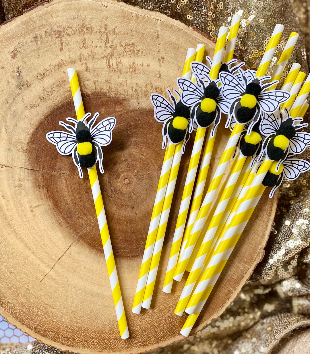 Bee Straws Qty. 12 What Will It Bee Bee Gender Reveal Drinking Straws