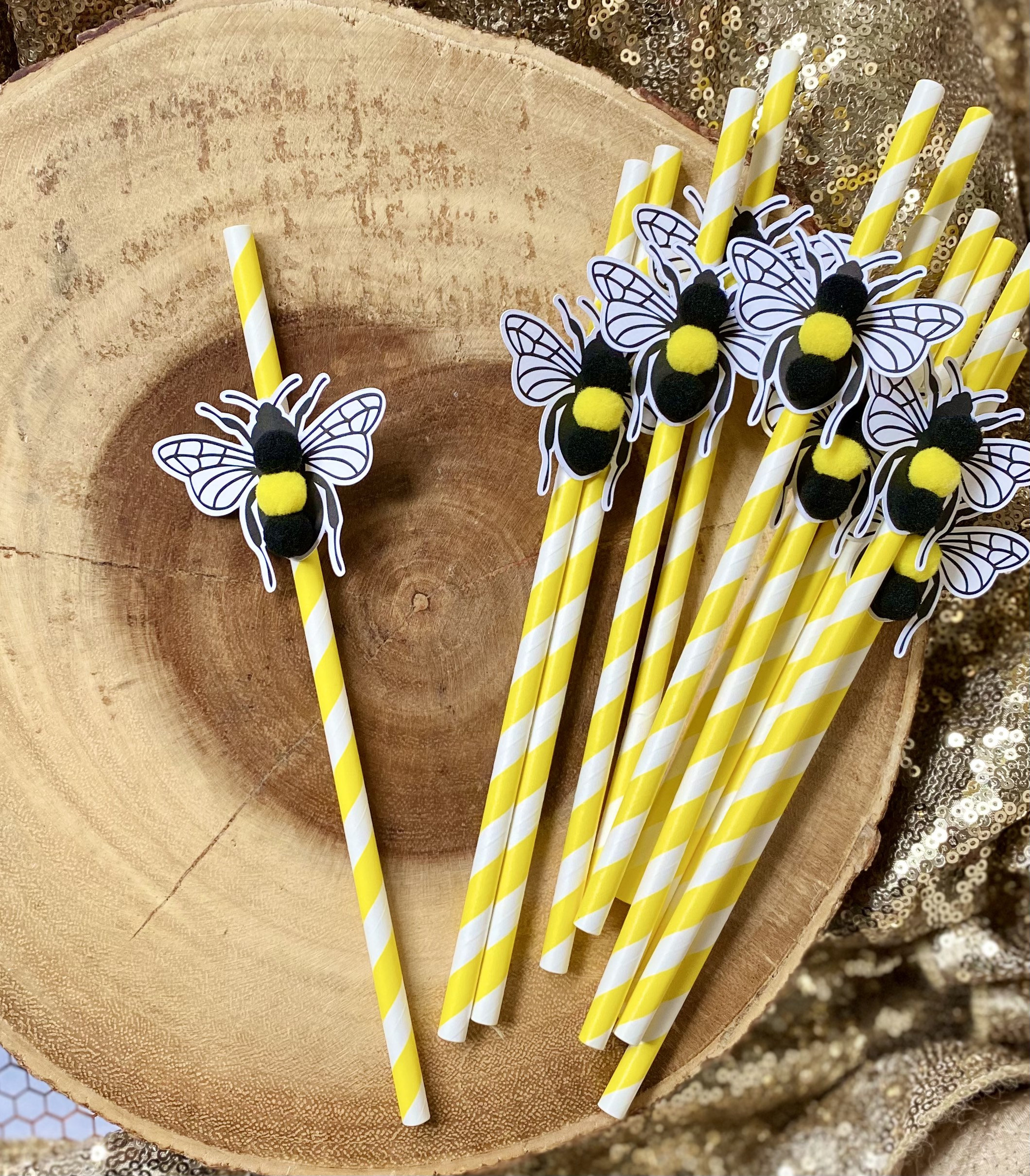 Bee Straws Qty. 12 What Will It Bee Bee Gender Reveal Etsy