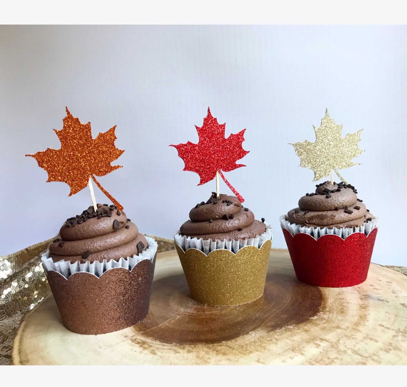 Leaf Cupcake Toppers. Autumn Cupcake Toppers Thanksgiving Etsy