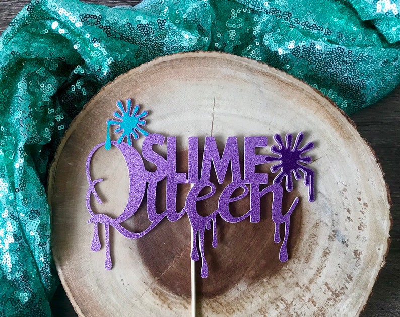 Slime Queen Cake Topper| Slime Cake Decorations| Slime Queen Party Decor| Slime Party Decor| Slime Birthday Decorations image 2
