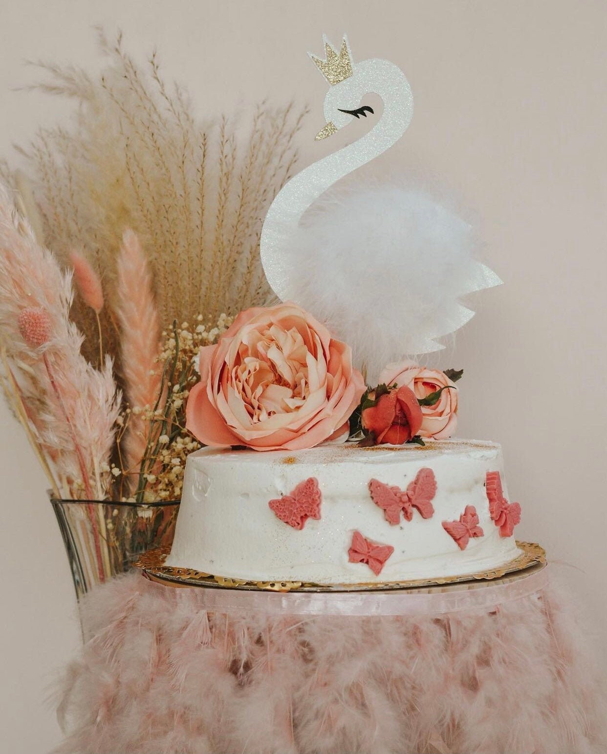Swan Cake Topper Anniversaire De Cygne Gateau De Douche De Etsy
