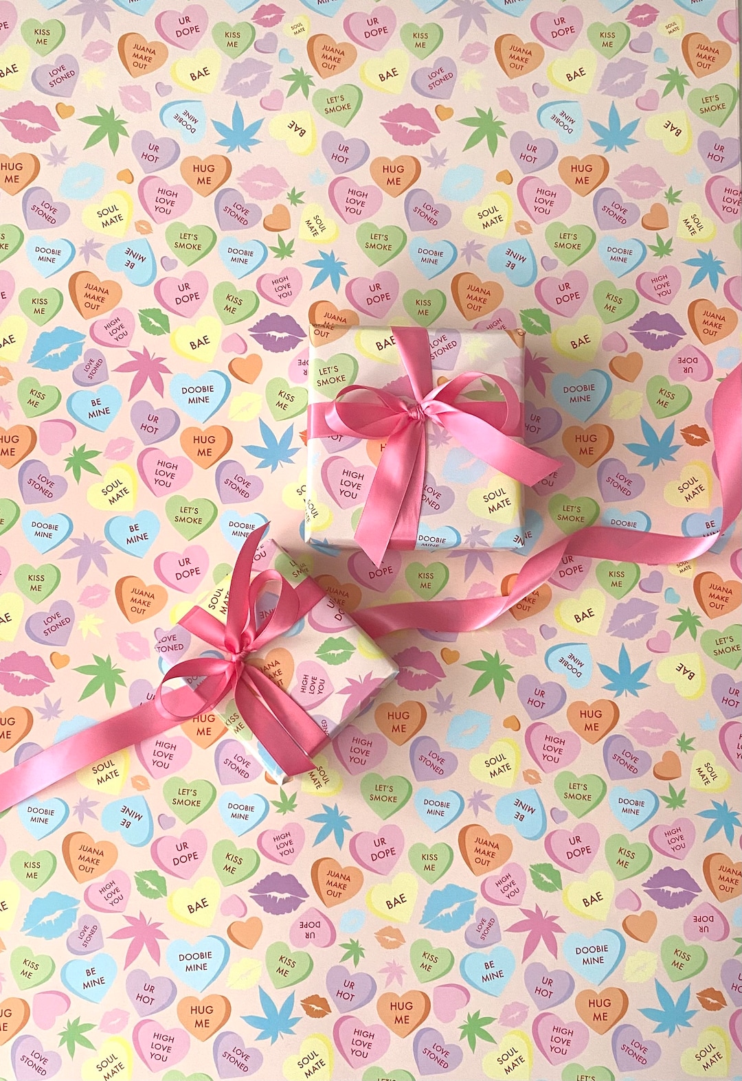 Stoner Candy Hearts Weed Wrapping Paper qty. 1 Sheet Weed Valentines ...