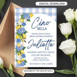 Convite para chá de panela no verão italiano | Decoração para festa de casamento italiana | Ela encontrou seu amor | Chá de panela cítrico | Despedida de solteira italiana