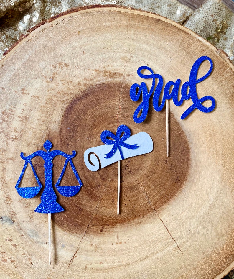 Law School Cupcake Toppers Qty. 6 Law School Grad Scales of Justice 2020 Graduation Law School Graduation Graduation Toppers image 4