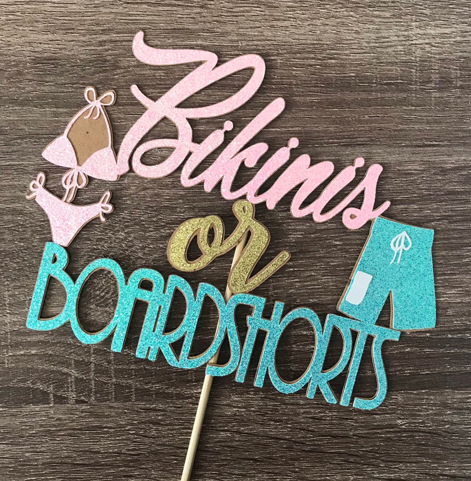 Bikinis or Boardshorts Gender Reveal Cake Topper Boy or Girl Etsy