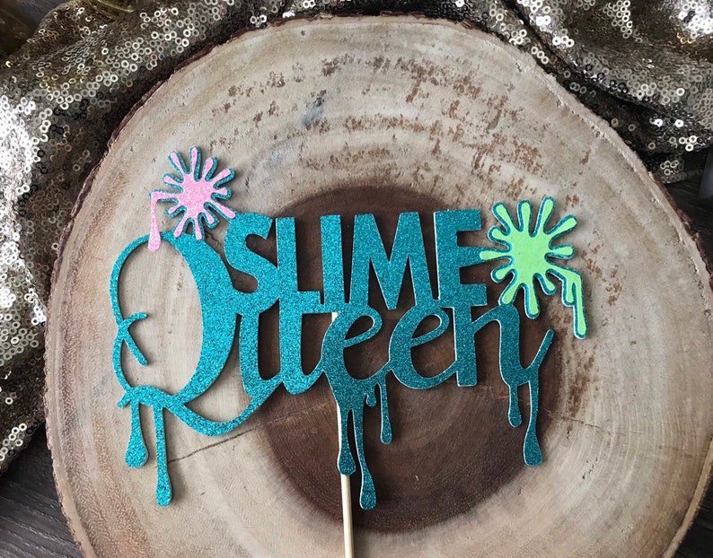 Slime Queen Cake Topper| Slime Cake Decorations| Slime Queen Party Decor| Slime Party Decor| Slime Birthday Decorations image 3