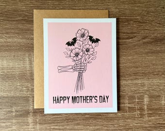 Gothic Mother's Day Card (Qty. 1)| Happy Mothers Day| Skeleton Mother's Day| Gothic Mama Gifts| Gothic Mum Cards| Halloween Mothers Day Card
