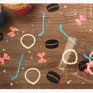 40 piezas de confeti para revelación de género de hockey/discos o perlas/confeti de hockey/decoración de hockey/confeti para revelación de género/fiesta de revelación de género