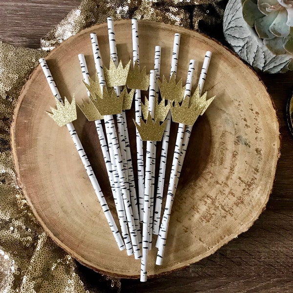 Crown Straws (Qty. 12)| Where the Wild Things Are| Wild One Birthday| Wild One Straws| Young Wild and Three| Wild One Party Decor