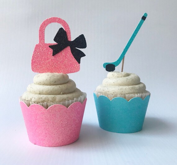Hockey Gender Reveal Reveal Cupcake Toppers Hockey Cupcake Etsy