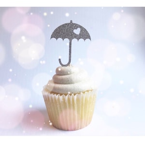 Umbrella Cupcake Toppers (Qty. 6)| Umbrella Baby Shower Decorations | Sprinkle Shower Decor| Baby Shower Cupcake Toppers| Gender Reveal Idea