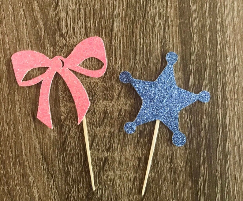 Badges or Bows Cake Topper Gender Reveal Cake Topper Gender - Etsy