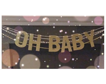 Oh Baby-banner (1 stuks)| Oh babyslinger| Oh babyslinger| Babyshowerbanners| Banner babystrooisel| Decoraties voor babyshowers| Geslachtsbepaling