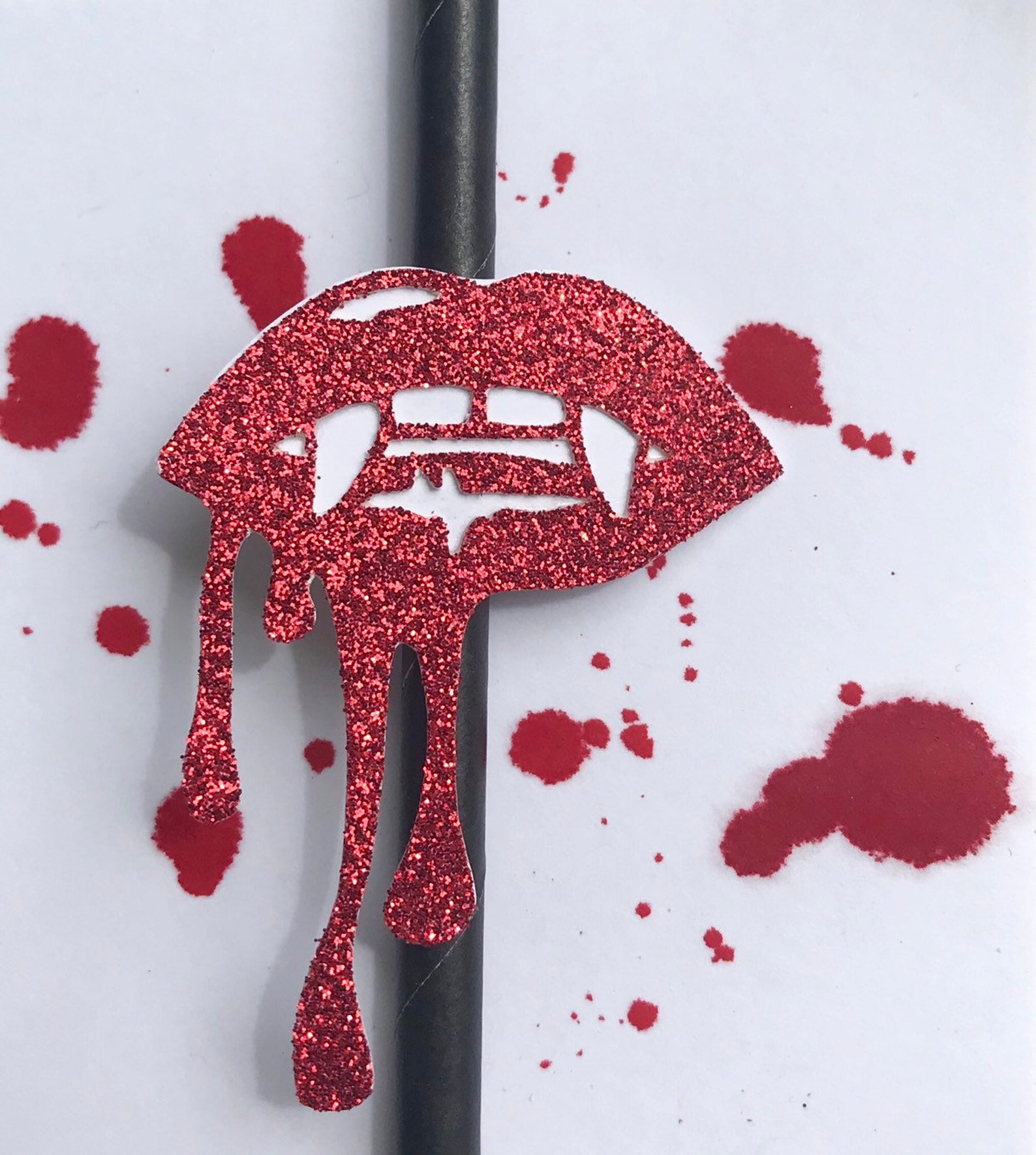 Vampire Straws qty. 12 Vampire Lips Vampire Party Decor Etsy