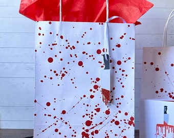 Blood Splatter Gift Bag (Qty. 1)| Horror Film Party Decorations| Killer Birthday Gift Bag| True Crime Gift Bag| Slasher Gift Bags