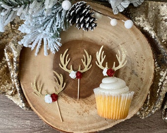 Antler Toppers (Qty. 6)| Deer Toppers| Boho Toppers| Boho Party Decor| Deer First Birthday| Oh Deer Baby Shower| Antler Party Decor