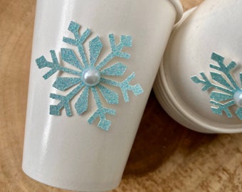 Snowflake Cups Qty. 6| Winter Onederland Party Supplies| Paper Party Cups| Snowflake Paper Cups| Snowflake Birthday| Hot Chocolate Bar