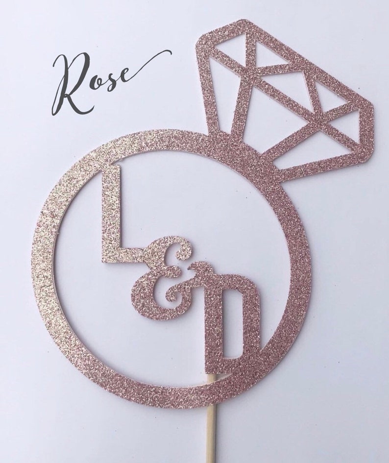 Engagement Cake Topper Initial Cake Topper Ring Cake Topper Etsy