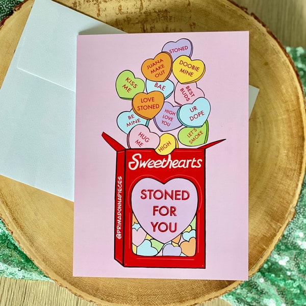 Stoner Candy Hearts Greeting Card (Qty. 1)| Stoner Greeting Cards| Marijuana Greeting Card| Valentines Day Greeting Card| Weed Greeting Card