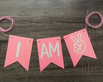 I Am Two Banner (Qty. 1)| Two Cool Banner| Twi Cool High Chair Banner| Two Cool Bunting| Two Cool Garland| I am 2 Decorations