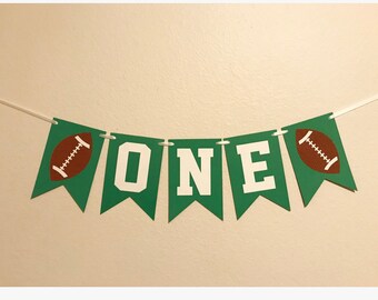 One Football Banner (Qty. 1)| |Football First Birthday| Football Birthday Banner| Football Highchair Banner| Football Smash Cake