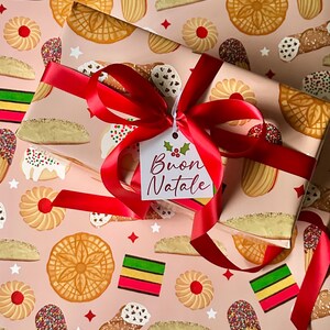 Italian Christmas Wrapping Paper (1 Sheet)| Italian Christmas Cookies| Cannoli Gifts| Italian Dessert Gift Wrap| Christmas Gift Wrapping