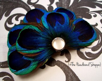 CARLY - Peacock Feather Fascinator Bridesmaids Hair Accessory - Made to Order