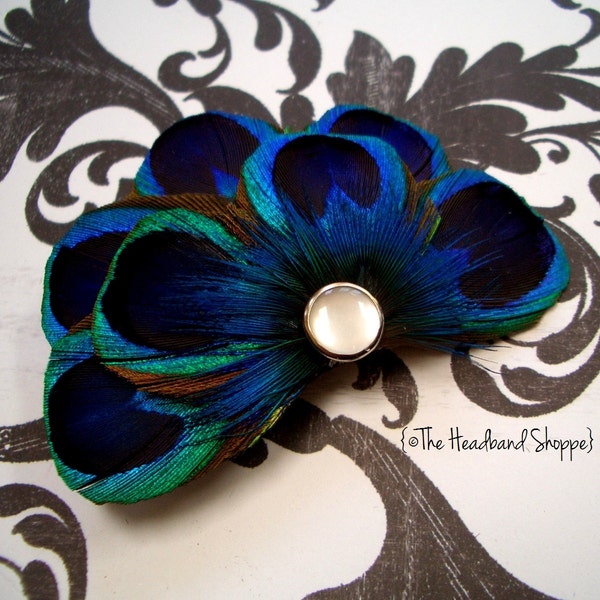 CARLY - Peacock Feather Fascinator Bridesmaids Hair Accessory - Made to Order