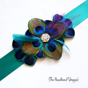 WINDSOR Peacock Belt Bridal Sash in Teal Blue Turquoise and Purple image 4