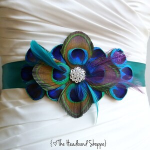 WINDSOR Peacock Belt Bridal Sash in Teal Blue Turquoise and Purple image 2