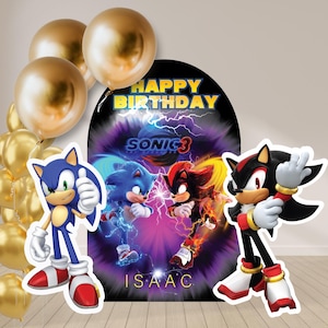 Cartel de bienvenida de cumpleaños de Sonic, cartel de bienvenida para fiesta de Sonic, cartel de bienvenida imprimible, Super Sonic, superhéroe, Sonic, cartel de bienvenida de dibujos animados
