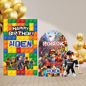 Cenário de aniversário Roblox, Aniversário Roblox, Festa de jogo, Aniversário de meninos Roblox, Aniversário de videogame, Cartões de aniversário Roblox