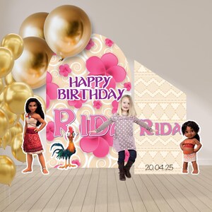 Recorte de Moana para niñas, decoración recortable de Moana, decoración de cartón para fiesta de Moana, fiesta temática de Moana, accesorio de pie para fiesta de cumpleaños, descarga digital