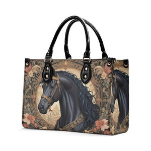 Bolso de caballo negro, bonito bolso cruzado, bonito bolso con asa superior, bolsos con estampado animal, estilo único, bonitos bolsos de diseñador, idea de regalo.