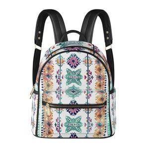 Aztec Ethnic Vegan Leather Backpack PU Backpack Mini Backpack Cute Bags for Girls Women Gift Bags
