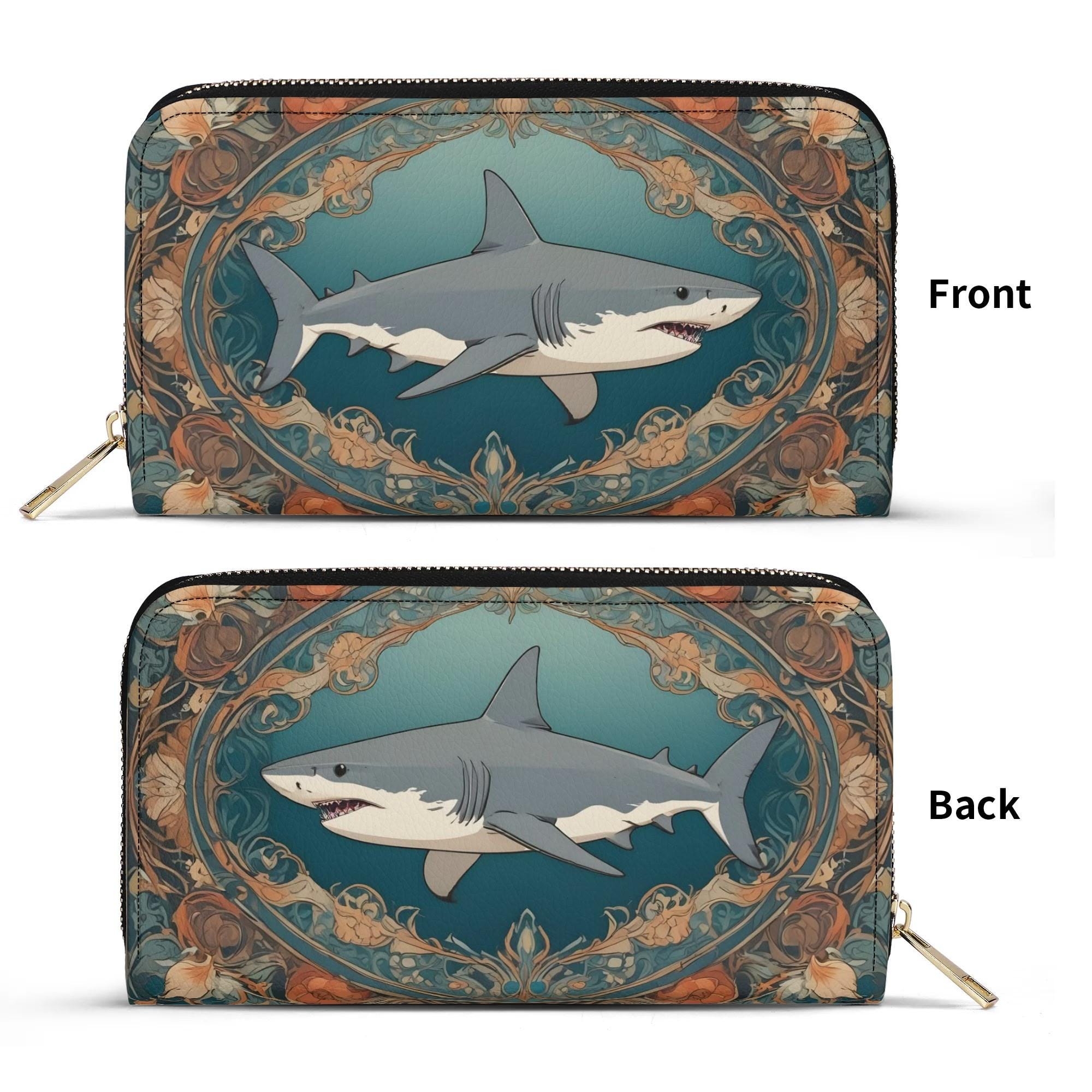 Vintage Print Shark Wallet Vegan Leather Cute Wallet Vegan Leather