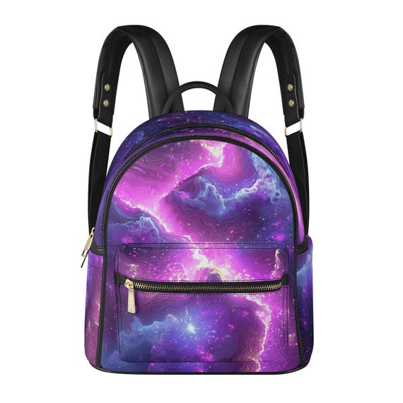 galaxy mini backpack Nebula Galaxy Print Mini Backpack, Vegan Leather Gift