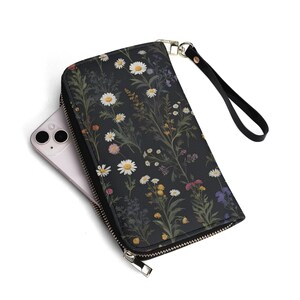 Cartera de piel sintética con diseño floral Cottagecore