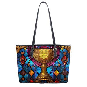 Sac fourre-tout Christian Art Sac fourre-tout mignon Sac à bandoulière en similicuir végétalien Grands sacs fourre-tout en cuir PU avec poches intérieures, fermeture à glissière