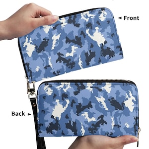 Portefeuille militaire camouflage bleu - Cuir PU