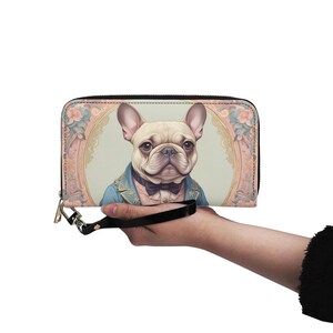 Carteira Bulldog Francês Couro Vegano Carteira Bonita Carteira Couro Vegano Carteira Feminina Com Zíper Multi Bolsos Ideia Única Para Presente