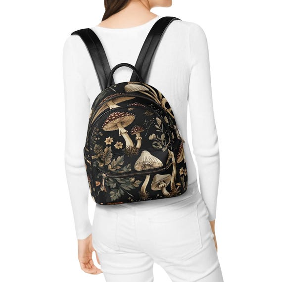 Brown Mushroom PU Leather Backpack - Etsy display picture 2