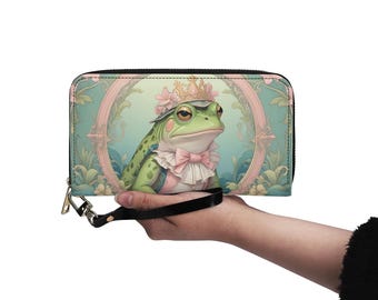 Frog Wallet Vegan Leather Cute Wallet Vegan Leather Wallet Zip Around Women Wallet Cute Multi Pocket Unique Gift Idea