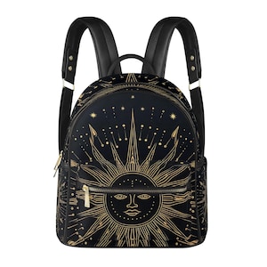 Vintage Sun Vegan Leather Backpack PU Backpack Mini Backpack Cute Bags for Girls Women Gift Bags