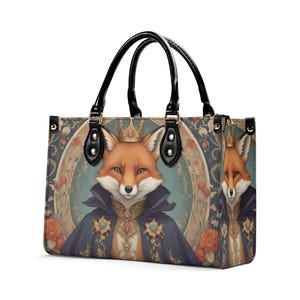 Bolso de zorro, bonito bolso cruzado, bonito bolso con asa superior, bolsos con estampado animal, estilo único, bonitos bolsos de diseñador, idea de regalo.