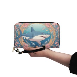 Carteira Shrak Couro Vegano Carteira Bonita Carteira de Couro Vegano Carteira Feminina com Zíper e Vários Bolsos Ideia Única para Presente