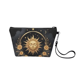 Borsa per il trucco con cerniera dorata retrò, borsa carina, astuccio in pelle vegana con cerniera, astuccio per matite, astuccio per articoli da toeletta