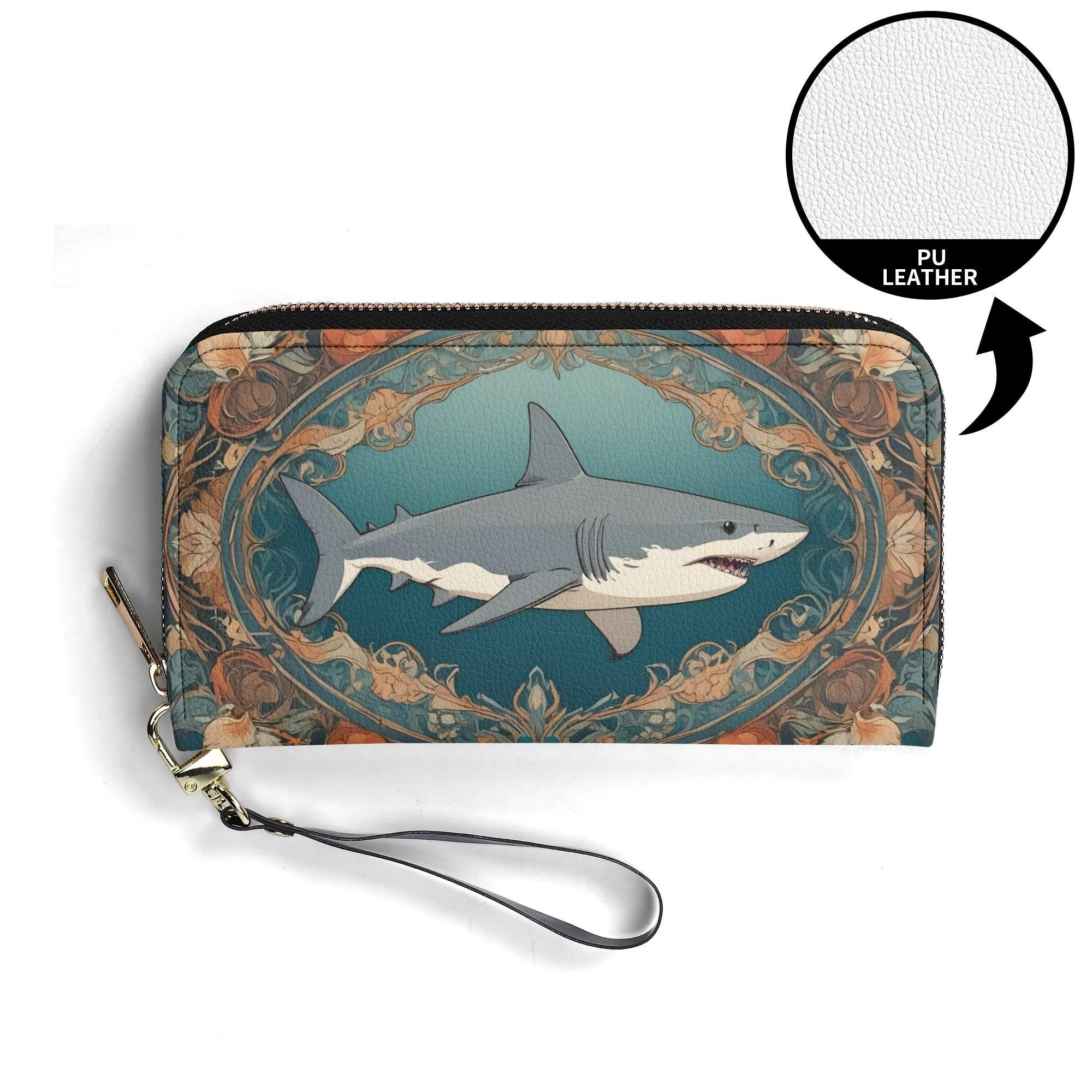 Vintage Print Shark Wallet Vegan Leather Cute Wallet Vegan Leather