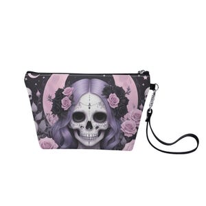 Pastelgoth Skull Make Up Bag Zipper Bag Cute Bag Vegan Leather Zipper Pouch Pencil Pouch Toiletry Pouch Gift for Her Bag