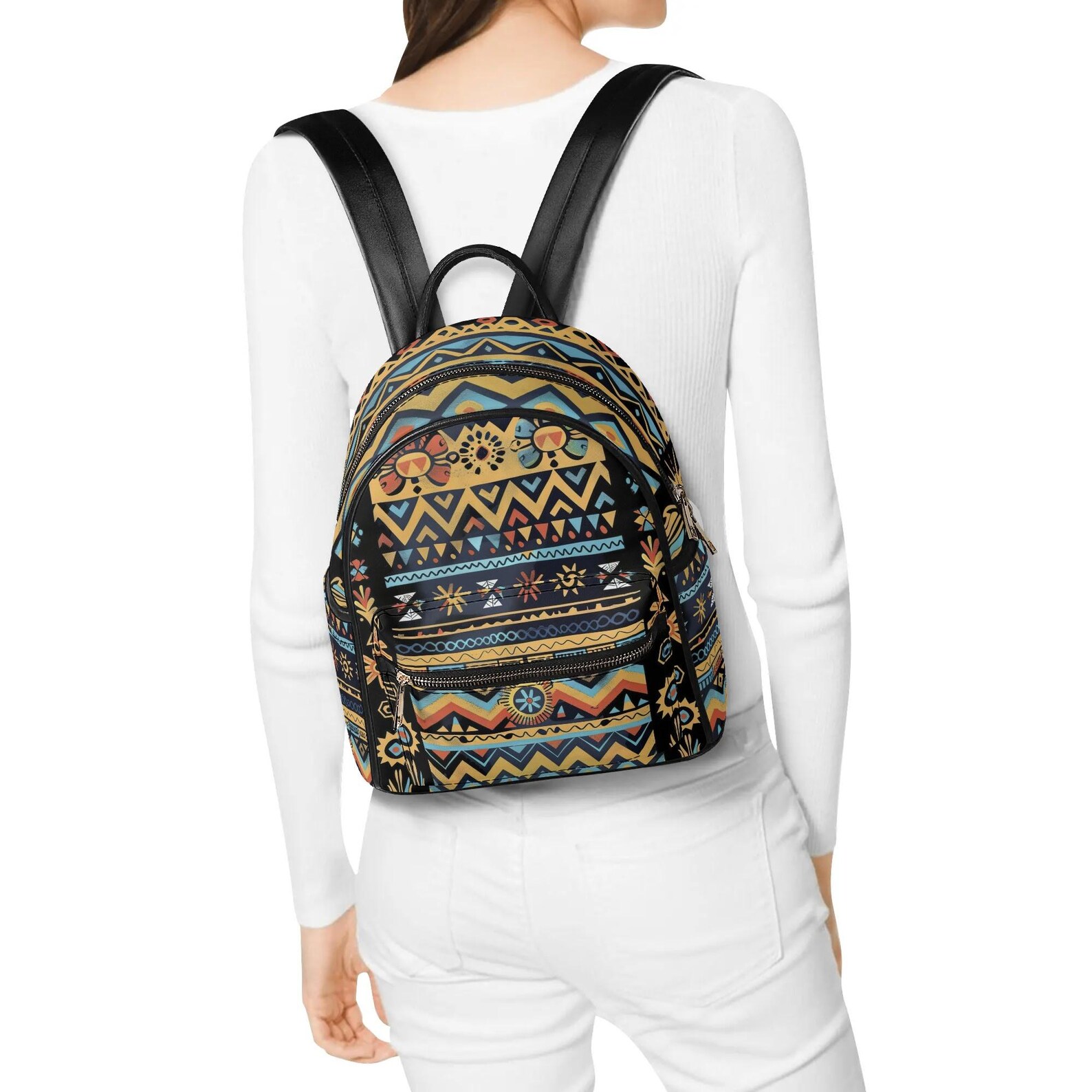 Aztec Print Mini Backpack - Vegan Leather Travel Bag - Etsy